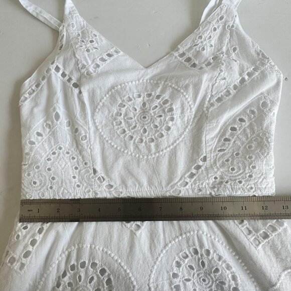 Japna Dress Womens S White Eyelet Embroidered Scalloped Hem Cottagecore Peasant - Picture 11 of 13